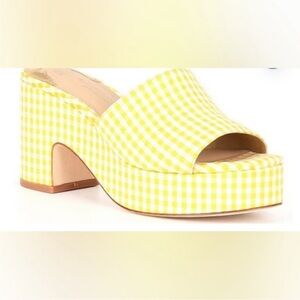 🌼Antonio Melani x Jennifer Sumko The Cove Yellow Gingham Open Platform SZ 8.5